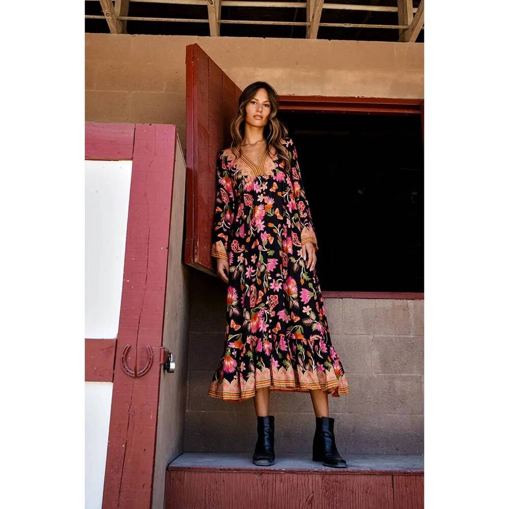 NEW Z&L EUROPE raya maxi dress in black multi